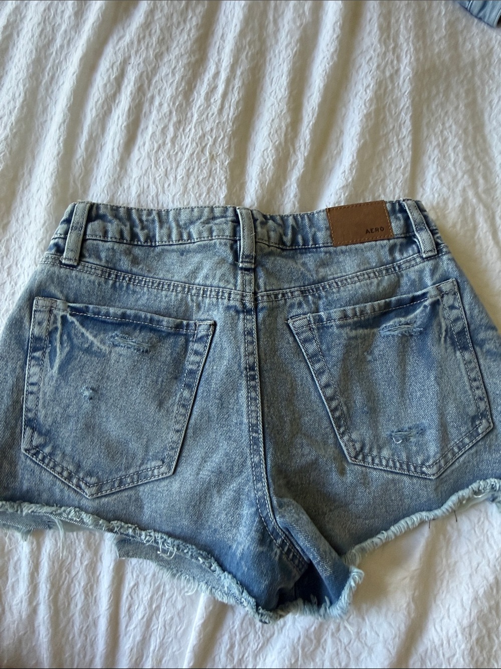 Aeropostale Light Blue Distressed Denim Cutoff Shorts